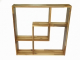 Professional-grade Acacia Wood Square Wall Shelf with Asymmetric Cubbies